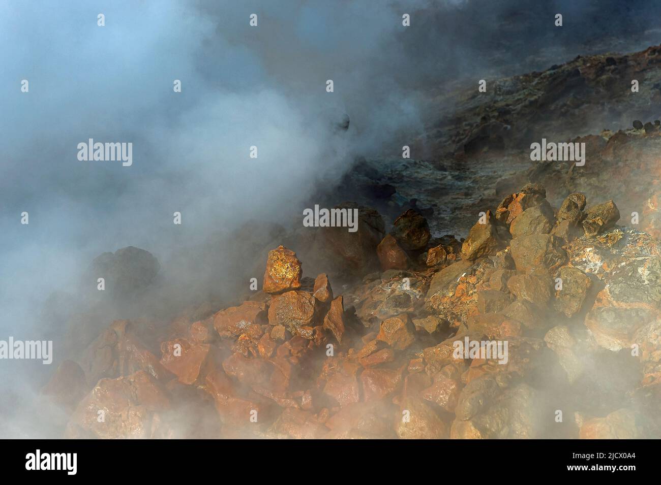 Fire n`Ice - Island live erlebt ! Eindrücke meiner Inselreise im August 2019.Hier das Hochtemperaturgebiet Gunnuhver auf der Halbinsel Reykjanes. Stockfoto